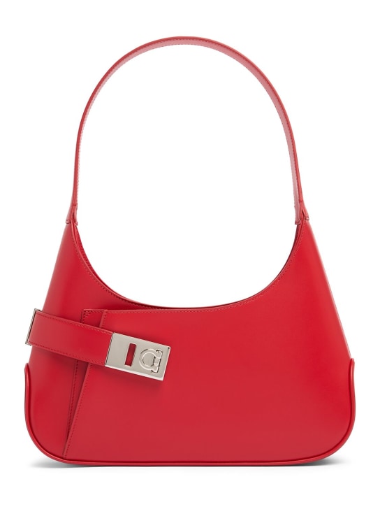 Ferragamo: Small Archive leather shoulder bag - Flame Red - women_0 | Luisa Via Roma