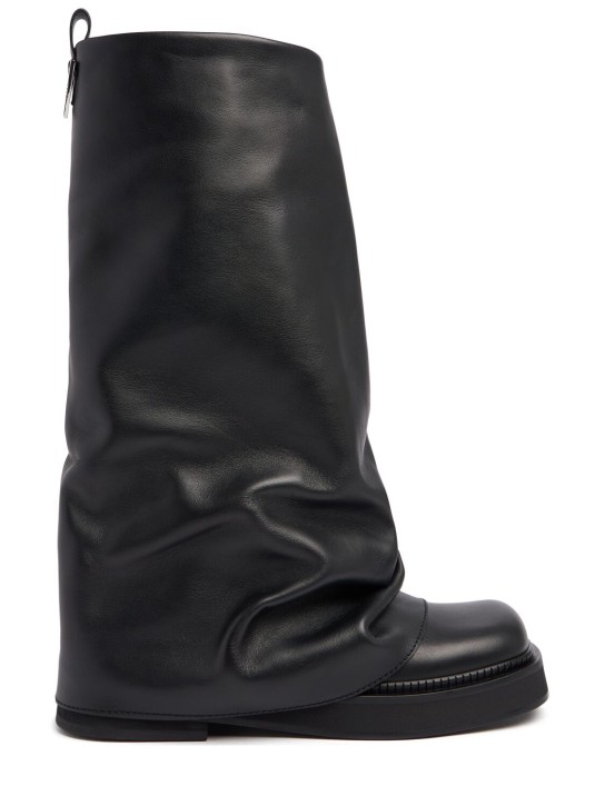 The Attico: 30mm Robin leather combat boots - Black - women_0 | Luisa Via Roma