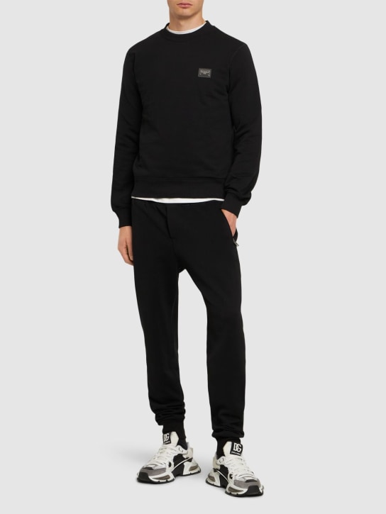 Dolce&Gabbana: Essential Jersey sweatshirt - Siyah - men_1 | Luisa Via Roma