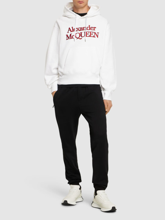Alexander McQueen: Kimono cotton hoodie - Optic White - men_1 | Luisa Via Roma