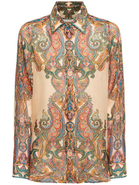 Zimmermann: Ottie printed ramie oversized shirt - Multicolor - women_0 | Luisa Via Roma