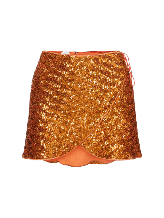 Oséree Swimwear: Minifalda cruzada con lentejuelas - Naranja - women_0 | Luisa Via Roma