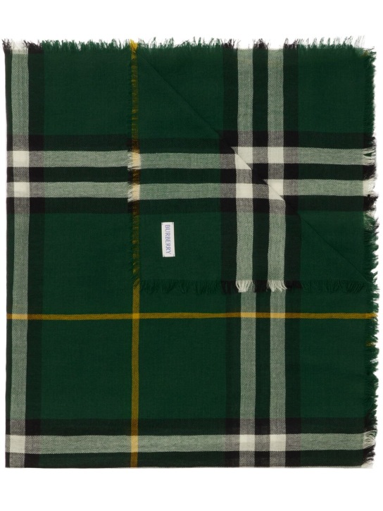 Burberry: Giant Check cashmere scarf - Dark Fern Green - women_1 | Luisa Via Roma