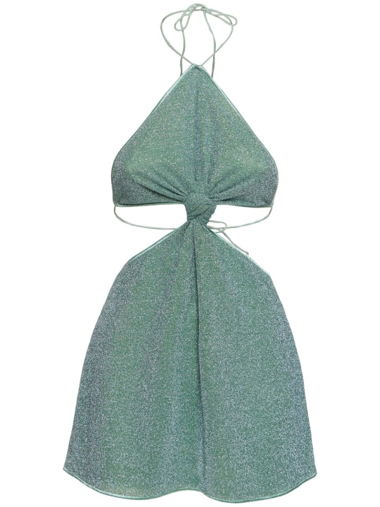 Oséree Swimwear: Lumiere lurex halter neck mini dress - Açık Yeşil - women_0 | Luisa Via Roma