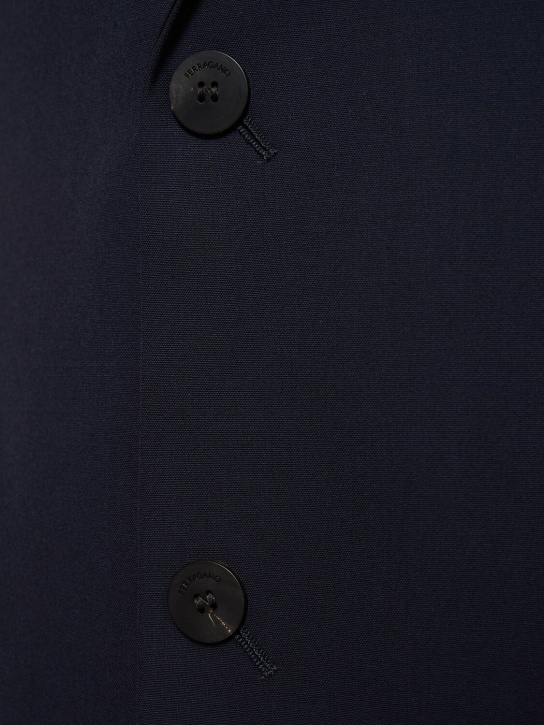 Ferragamo: Einreihiger Blazer aus Wolle - 300 New Navy - men_1 | Luisa Via Roma