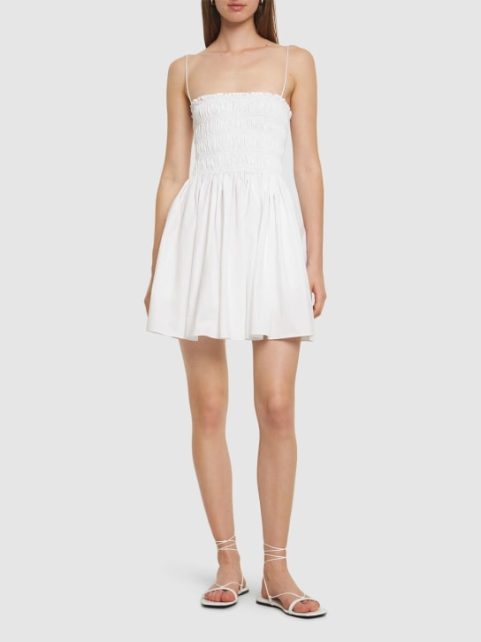 Matteau: Gathered cotton mini dress - White - women_1 | Luisa Via Roma