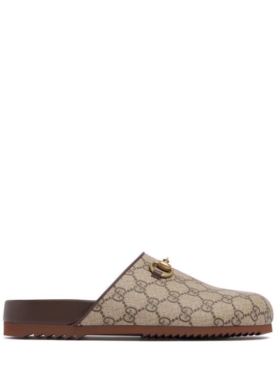 Gucci: 20mm GG Supreme canvas slippers - Ebony - women_0 | Luisa Via Roma