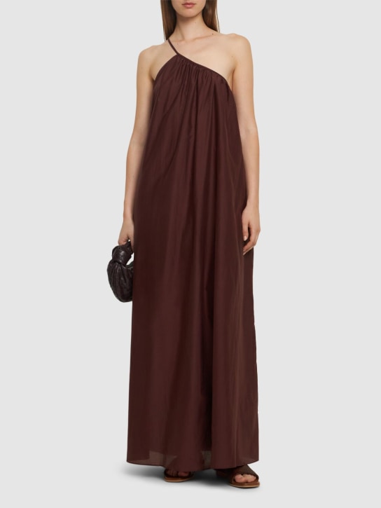 Matteau: Cotton & silk one shoulder long dress - Burgundy - women_1 | Luisa Via Roma