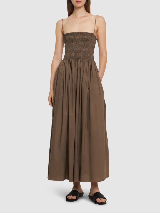 Matteau: Organic cotton poplin maxi dress - Brown - women_1 | Luisa Via Roma