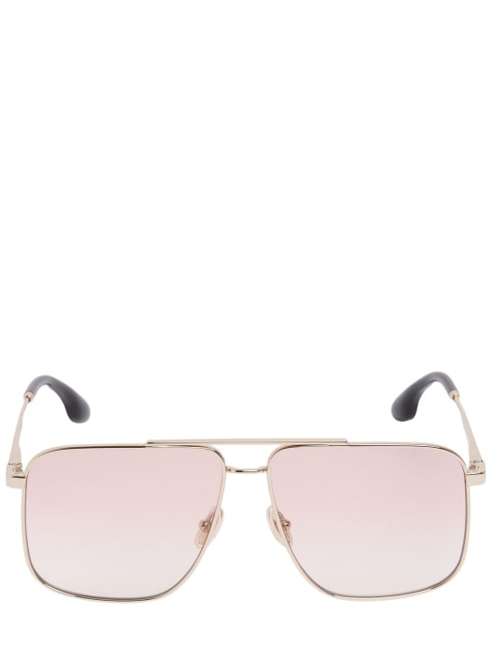 Victoria Beckham: V Line metal sunglasses - Gold/Blush - women_0 | Luisa Via Roma