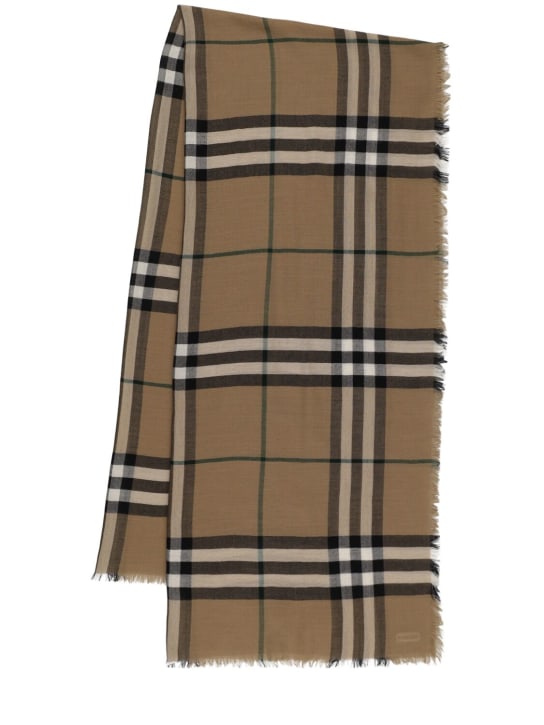 Burberry: Giant Check wool scarf - Linden - men_0 | Luisa Via Roma