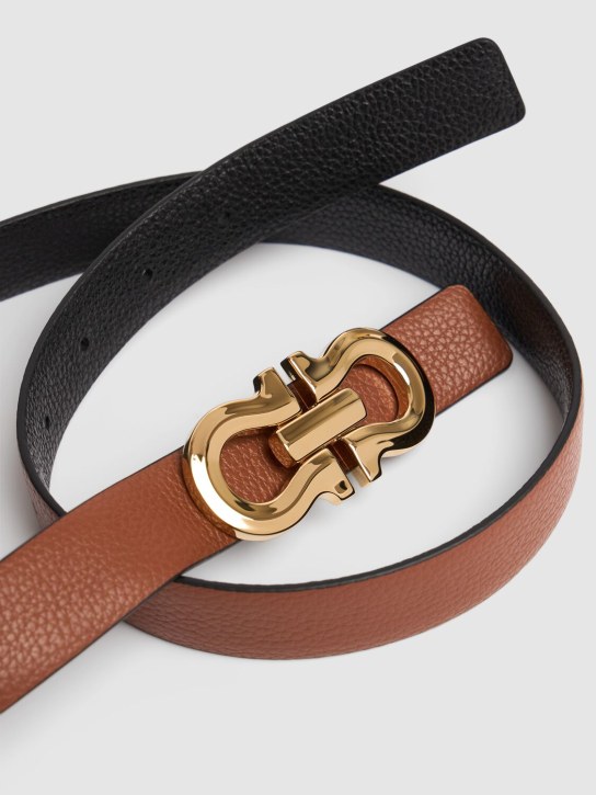 Ferragamo: 25mm Reversible leather belt - Cognac/ Nero - women_1 | Luisa Via Roma