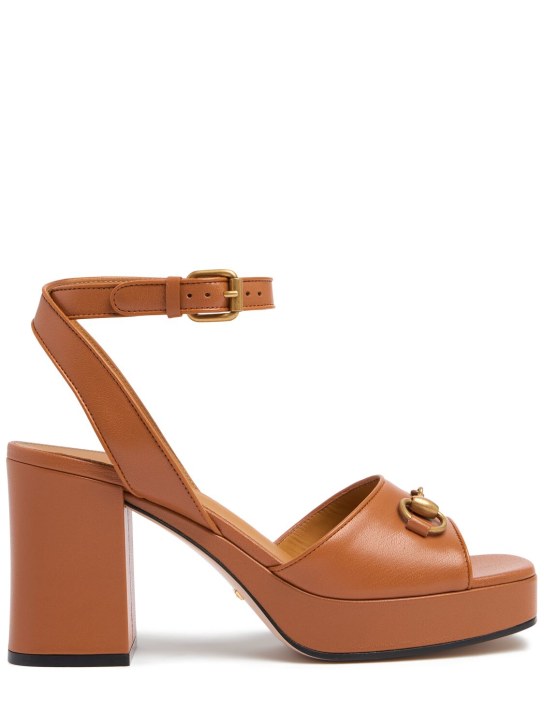 Gucci: 60mm Horsebit leather sandals - Kahverengi - women_0 | Luisa Via Roma