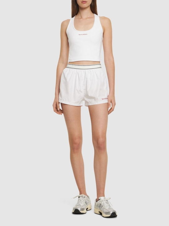 Sporty & Rich: Serif logo sport shorts - White - women_1 | Luisa Via Roma