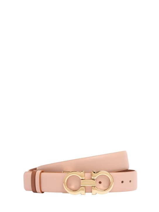 Ferragamo: 2.5cm Gancini reversible leather belt - Rose/Cognac - women_0 | Luisa Via Roma