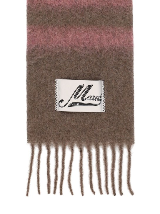 Marni: Logo patch wool blend scarf - Prune Violet - women_1 | Luisa Via Roma