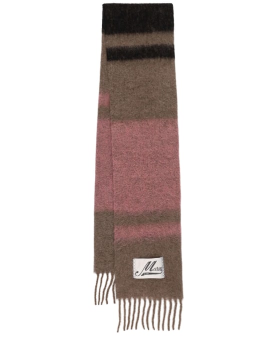Marni: Logo patch wool blend scarf - Prune Violet - women_0 | Luisa Via Roma