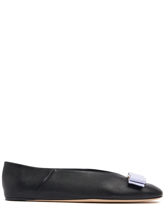 Ferragamo: Zapatos planos de piel 5mm - Negro/Lila - women_0 | Luisa Via Roma
