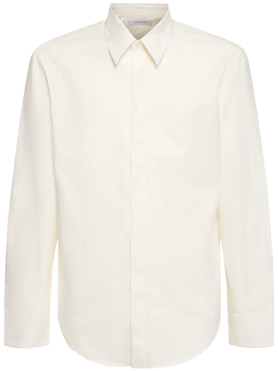 Ferragamo: Hemd aus Baumwolle mit Monogramm - 002 White - men_0 | Luisa Via Roma