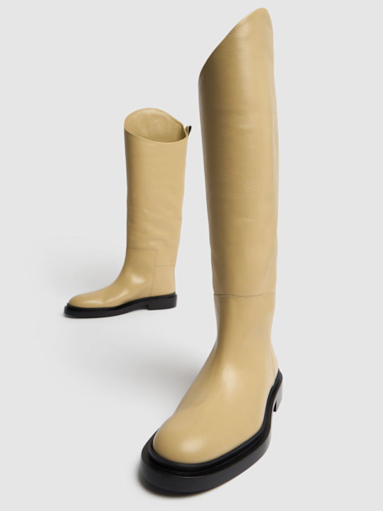 Jil Sander: Stivali in pelle 25mm - Beige - women_2 | Luisa Via Roma