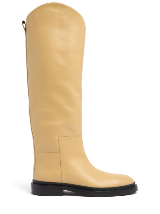 Jil Sander: 25mm Leather riding boots - Bej - women_0 | Luisa Via Roma