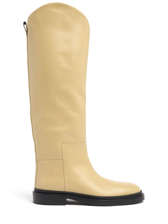 Jil Sander: Stivali in pelle 25mm - Beige - women_0 | Luisa Via Roma