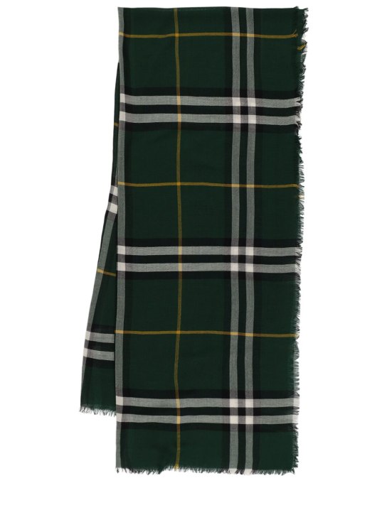 Burberry: Lightweight wool scarf - Dark Fern Green - women_0 | Luisa Via Roma