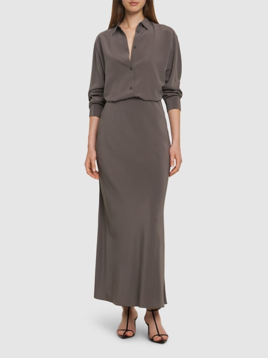Matteau: Silk elastic long skirt - Taupe Grey - women_1 | Luisa Via Roma