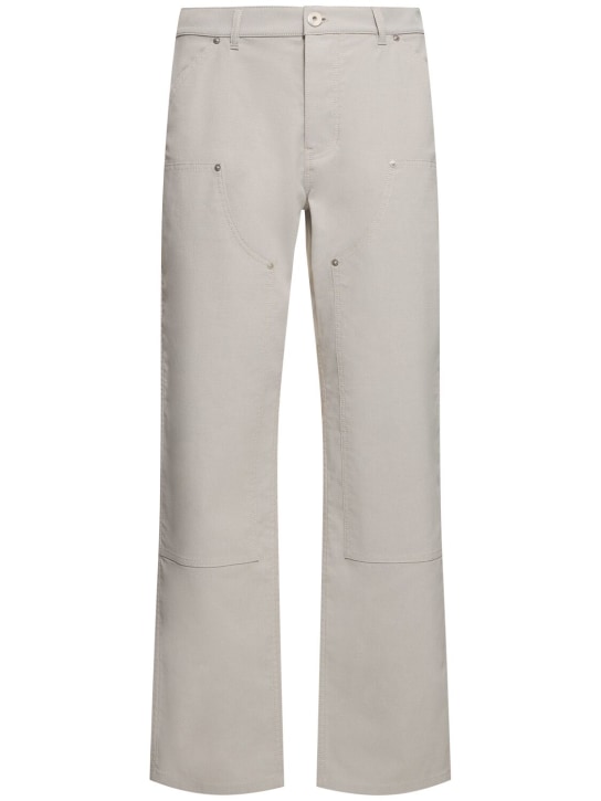 Ferragamo: Pantalones rectos de algodón - 209 Sand - men_0 | Luisa Via Roma