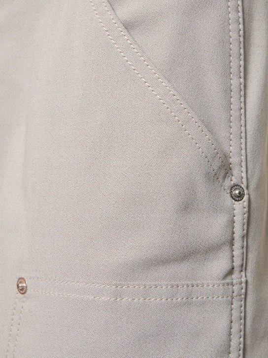 Ferragamo: Cotton blend straight pants - 209 Sand - men_1 | Luisa Via Roma