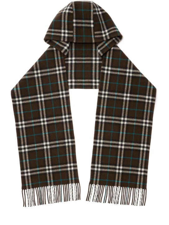Burberry: Giant Check hooded cashmere scarf - Snug - women_0 | Luisa Via Roma