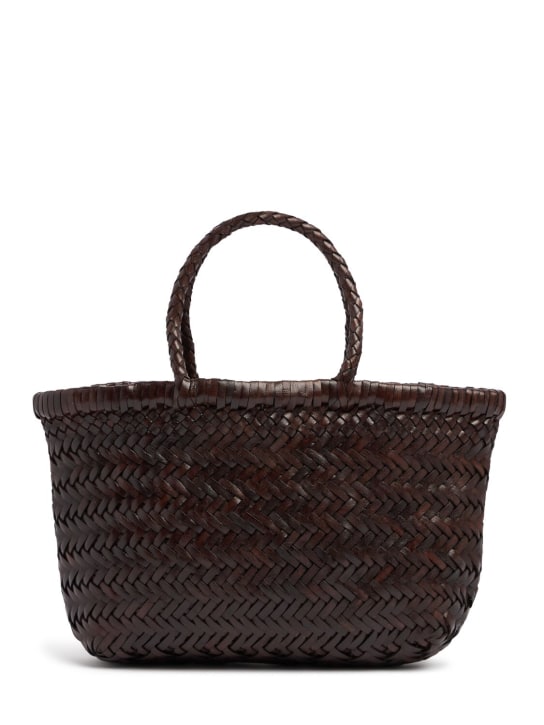 Dragon Diffusion: Mini Flat Gora leather basket bag - Dark Brown - women_0 | Luisa Via Roma
