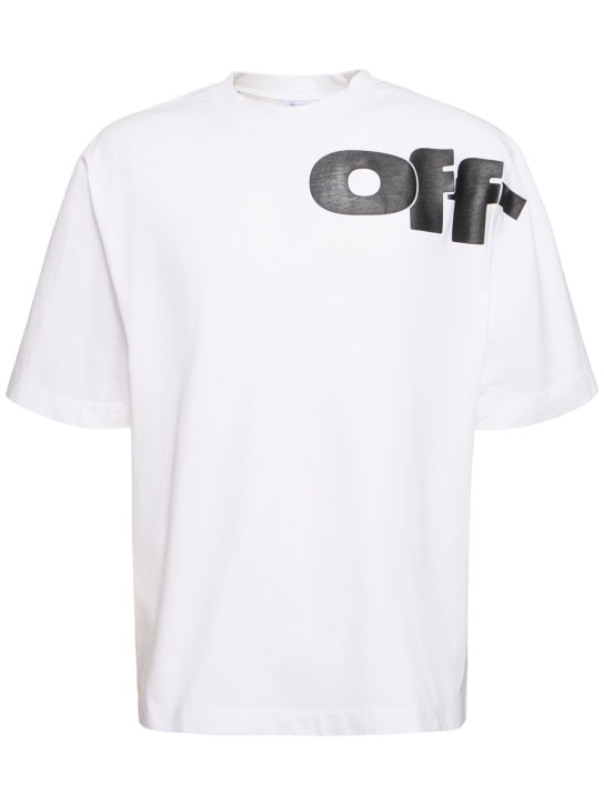 Off-White: Shared skate logo棉质T恤 - 白色 - men_0 | Luisa Via Roma
