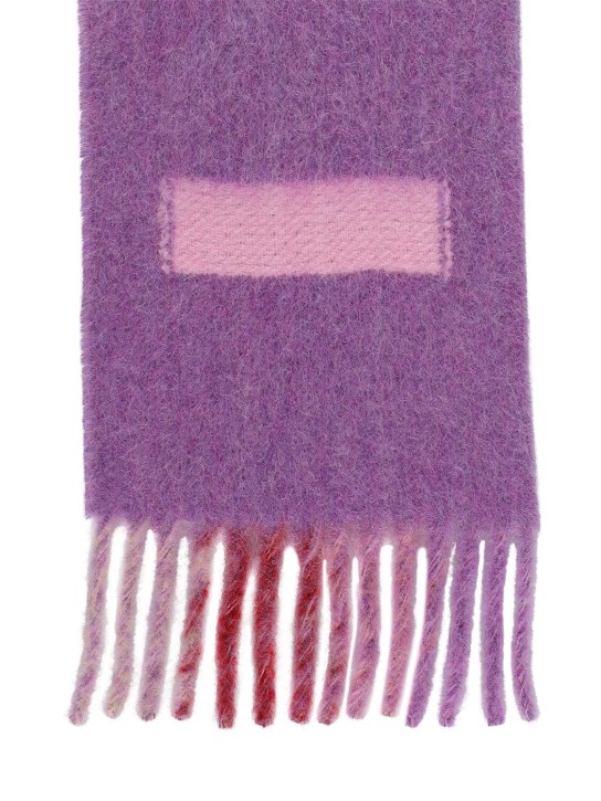 Marni: Bufanda de lana con logo - Prune Violet - women_1 | Luisa Via Roma