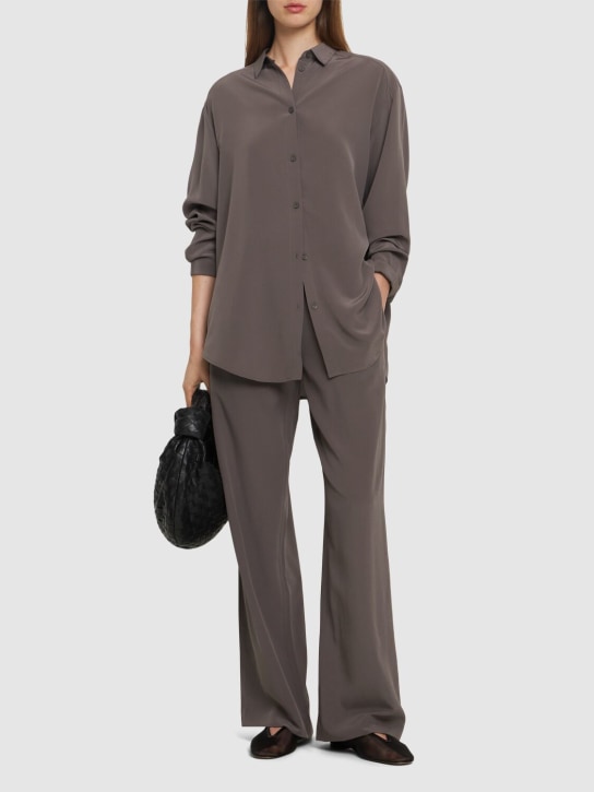 Matteau: Silk long sleeve shirt - Taupe Grey - women_1 | Luisa Via Roma