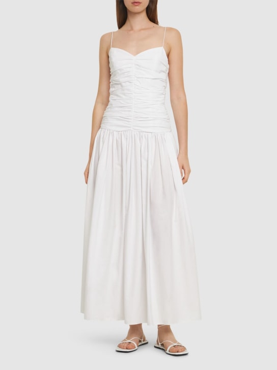Matteau: Gathered cotton long dress - White - women_1 | Luisa Via Roma