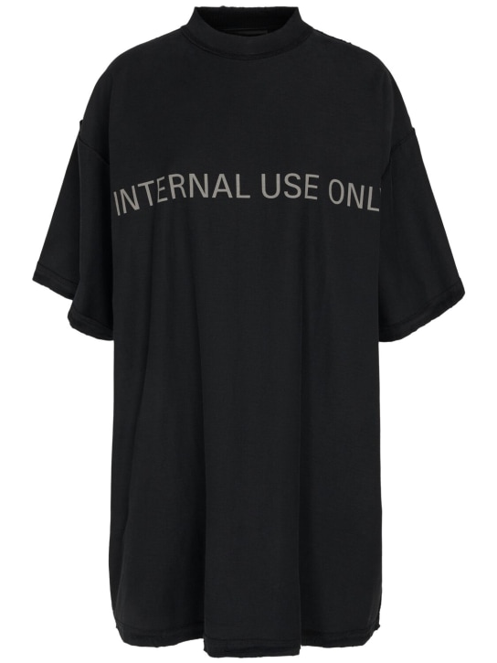 Balenciaga: Camiseta de algodón con costuras visibles - Negro Lavado - women_0 | Luisa Via Roma