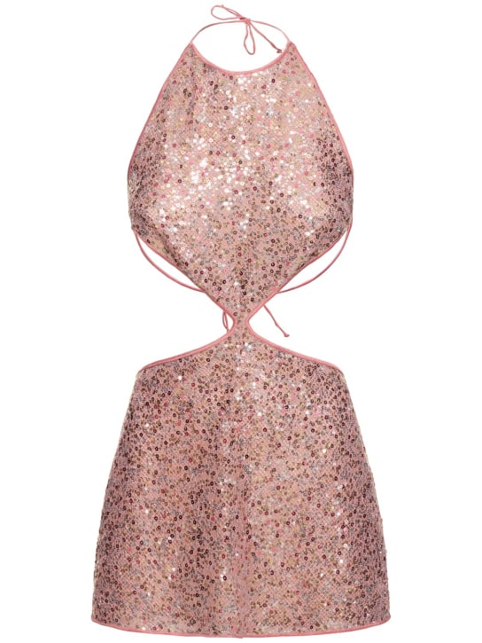 Oséree Swimwear: Embellished cut out mini dress - Pink - women_0 | Luisa Via Roma