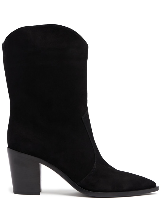 Gianvito Rossi: 70mm Denver suede cowboy boots - women_0 | Luisa Via Roma