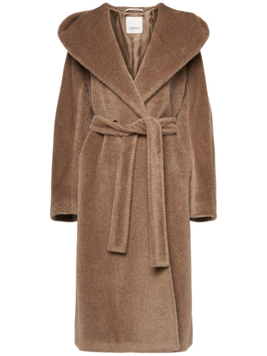 'S Max Mara: Eliana belted wool blend teddy long coat - Brown - women_0 | Luisa Via Roma