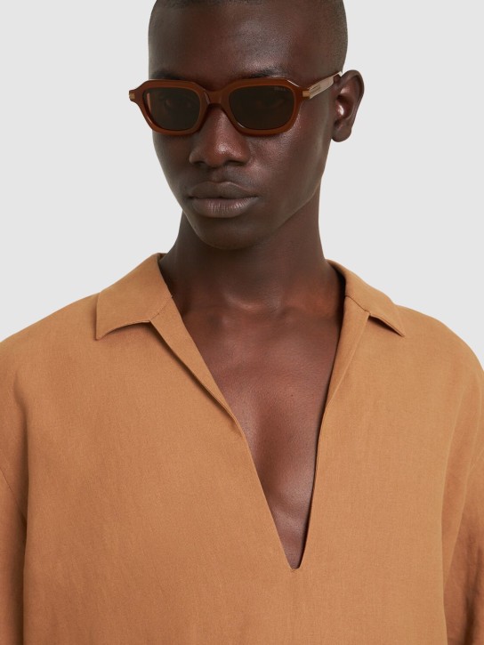 Zegna: Squared sunglasses - Kahverengi - men_1 | Luisa Via Roma