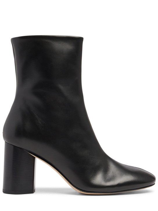 Aeyde: 75mm Alena leather ankle boots - Siyah - women_0 | Luisa Via Roma