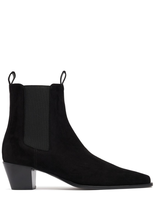 Toteme: 50mm The City suede ankle boots - Black - women_0 | Luisa Via Roma