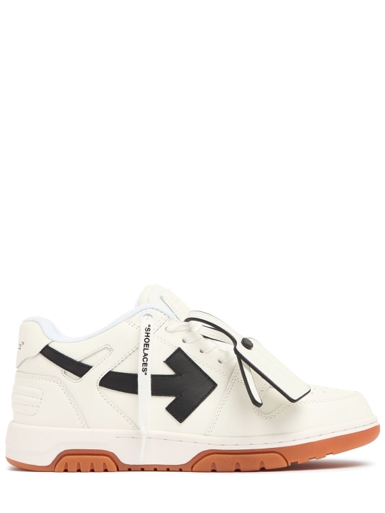 Off-White: 30mm Out Of Office leather sneakers - Beyaz - women_0 | Luisa Via Roma