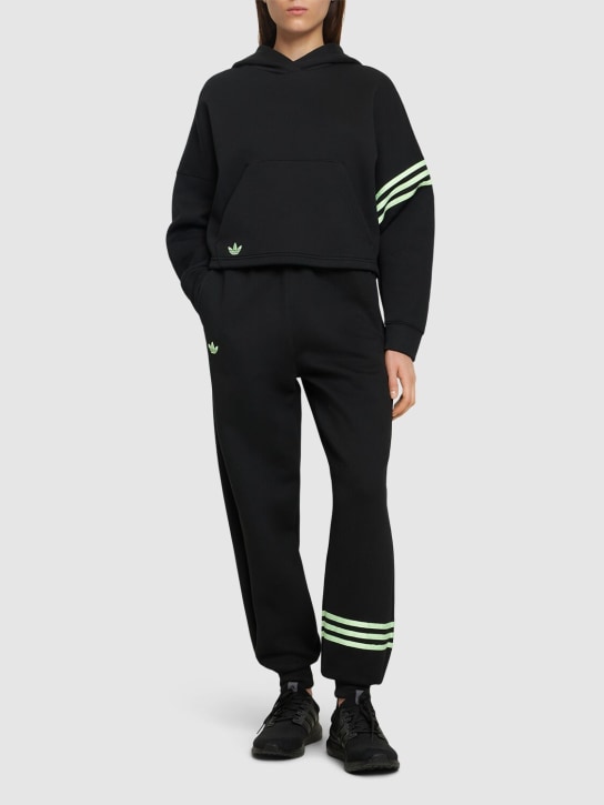 adidas Originals: 3 Stripe hoodie - Black - women_1 | Luisa Via Roma