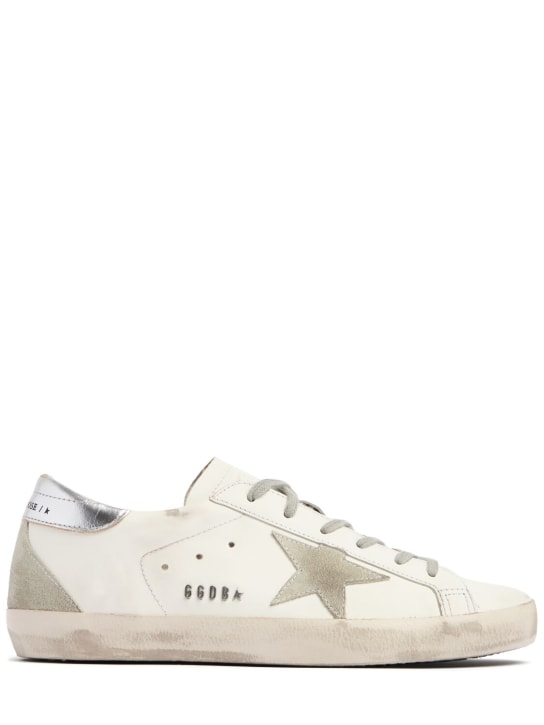 Golden Goose: 20mm Super-Star leather & suede sneakers - White/Silver - women_0 | Luisa Via Roma
