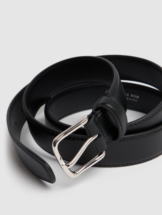 The Row: 3cm Classic smooth leather belt - Black - women_2 | Luisa Via Roma