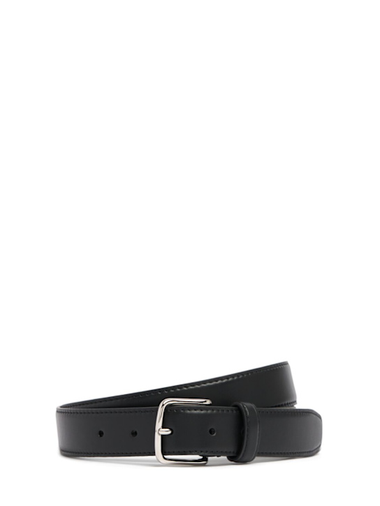 The Row: 3cm Classic smooth leather belt - Black - women_0 | Luisa Via Roma