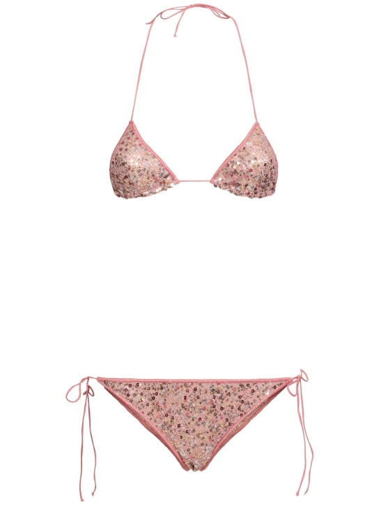 Oséree Swimwear: Bikini a triangolo con decorazioni - Rosa - women_0 | Luisa Via Roma