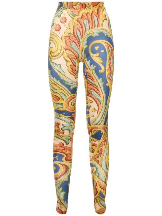 Wolford: Verzierte Leggings mit Muster „Wolford x Etro“ - Creme/Multi - women_0 | Luisa Via Roma